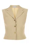 Le Kasha Tailored Sleeveless Vest Notched Lapel In Brown