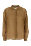 Le Kasha Biscuit Linen Sanbu Shirt In Brown