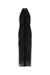 Le Kasha Black Linen Dress In Black