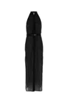 Le Kasha Black Linen Dress In Black