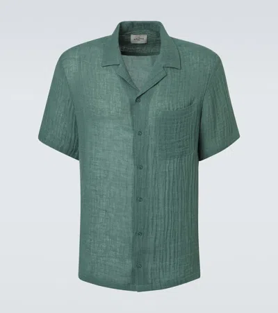 Le Kasha Botad Linen Bowling Shirt In Green