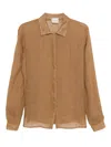 Le Kasha Button-down Linen Shirt In Brown