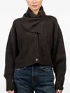 Le Kasha Button-fastening Funnel-neck Cardigan In Brown