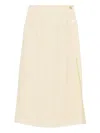 Le Kasha Button-front Split Skirt In Neutral
