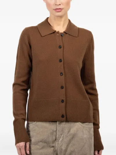 Le Kasha Buttoned Polo-neck Cardigan In Brown