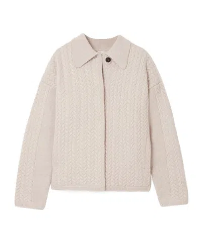 Le Kasha Cable Knit Cardigan In White