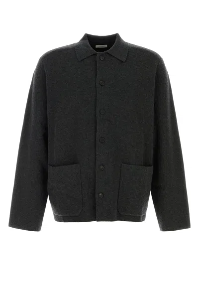 Le Kasha Charcoal Cashmere Cardigan In Black