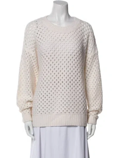 Pre-owned Le Kasha Cashmere Crew Neck Sweater In White