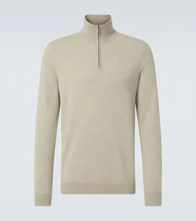 Le Kasha Cashmere Half-zip Sweater In Pebble