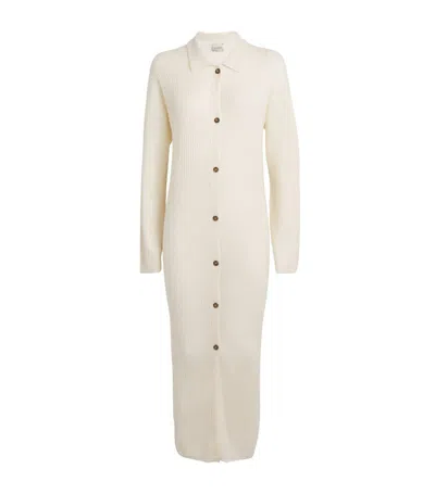 Le Kasha Cashmere Ribbed Midi Dress In White