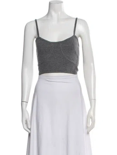 Pre-owned Le Kasha Cashmere Scoop Neck Crop Top In Black