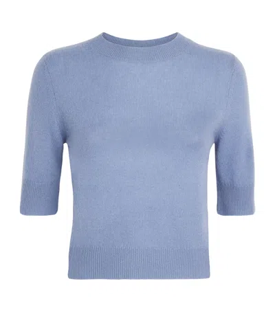 Le Kasha Cashmere Short-sleeve Chypre Sweater In Blue