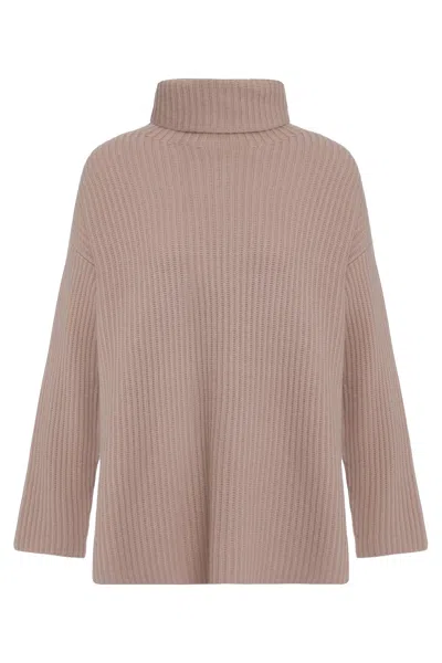 Le Kasha Cashmere Turtleneck Sweater With Wide Sleeves In Pink