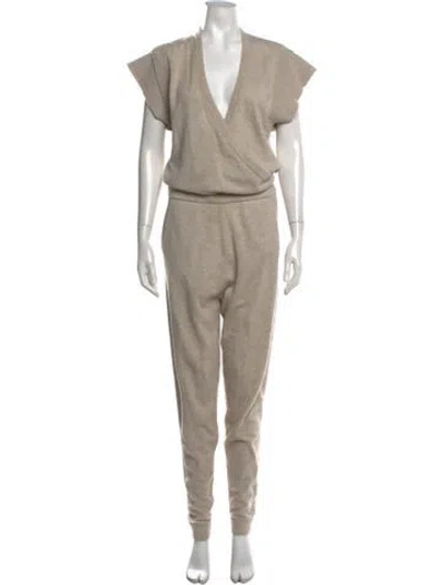 Pre-owned Le Kasha Cashmere V-neck Jumpsuit In Neutrals