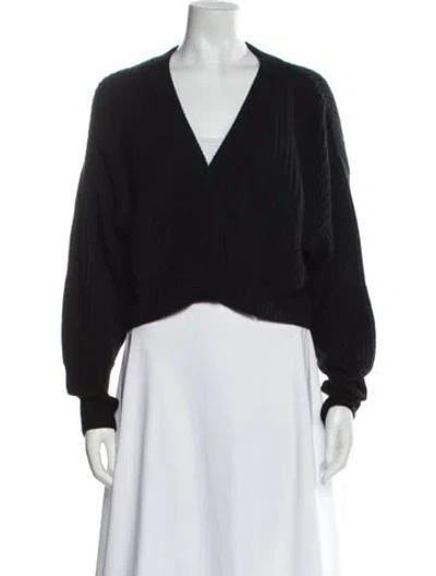 Pre-owned Le Kasha Cashmere V-neck Sweater In Black