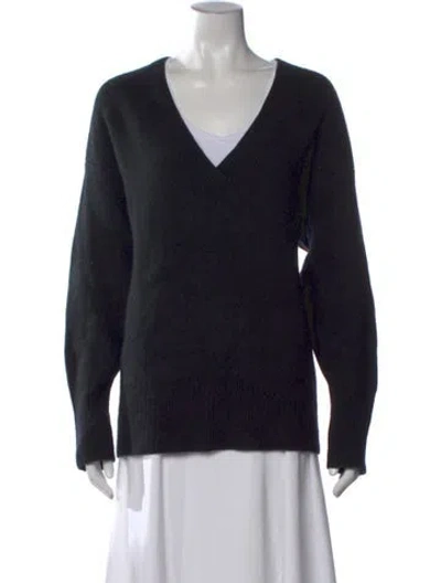 Pre-owned Le Kasha Cashmere V-neck Sweater In Black