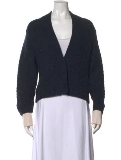 Pre-owned Le Kasha Cashmere V-neck Sweater In Blue