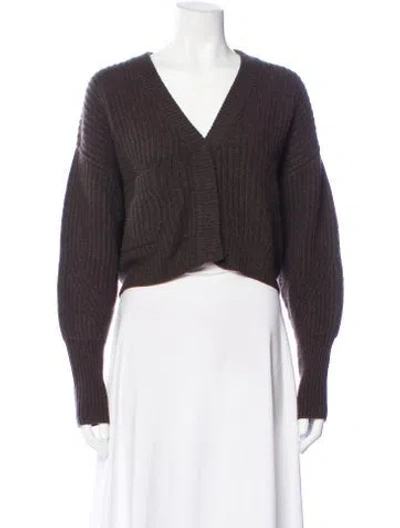 Pre-owned Le Kasha Cashmere V-neck Sweater In Brown