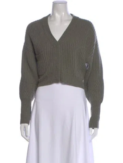Pre-owned Le Kasha Cashmere V-neck Sweater In Green