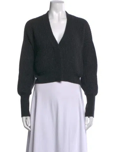 Pre-owned Le Kasha Cashmere V-neck Sweater In Grey