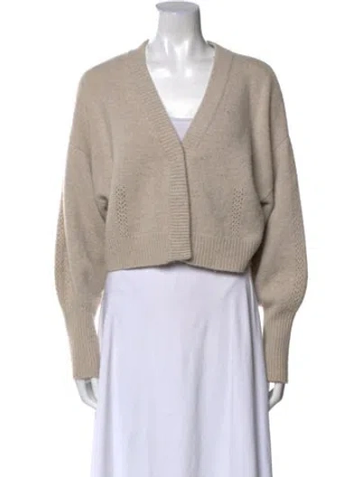 Pre-owned Le Kasha Cashmere V-neck Sweater In Neutral