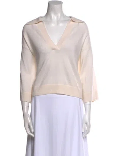 Pre-owned Le Kasha Cashmere V-neck Sweater In Neutral