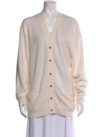Pre-owned Le Kasha Cashmere V-neck Sweater In Neutral