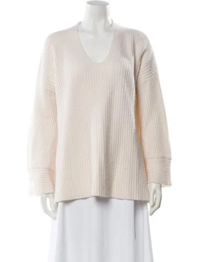 Pre-owned Le Kasha Cashmere V-neck Sweater In Neutral