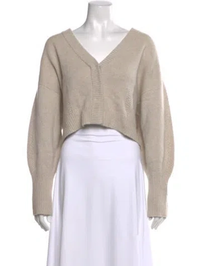 Pre-owned Le Kasha Cashmere V-neck Sweater In Neutral