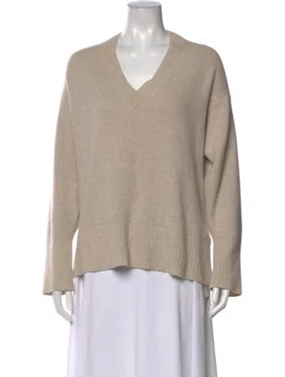 Pre-owned Le Kasha Cashmere V-neck Sweater In Neutral