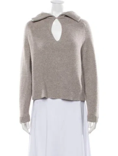 Pre-owned Le Kasha Cashmere V-neck Sweater In Neutrals