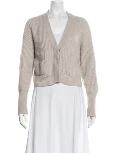 Pre-owned Le Kasha Cashmere V-neck Sweater In Neutrals
