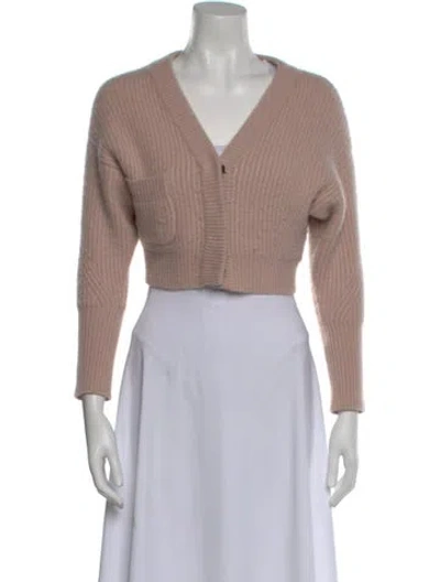 Pre-owned Le Kasha Cashmere V-neck Sweater In Pink