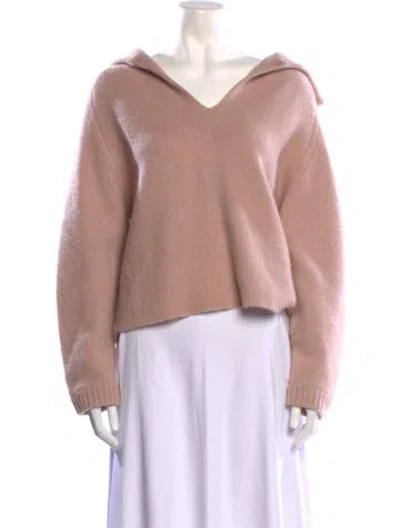 Pre-owned Le Kasha Cashmere V-neck Sweater In Pink