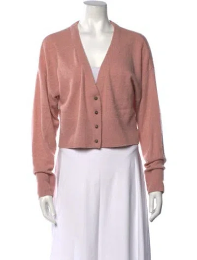 Pre-owned Le Kasha Cashmere V-neck Sweater In Pink