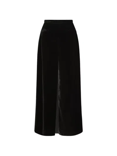 Le Kasha Castelo Front-slit Midi Skirt In Black