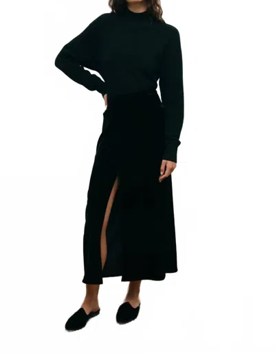Le Kasha Castelo Velvet Midi Skirt In Black