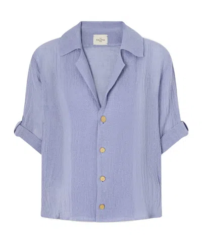 Le Kasha Casual Cropped Shirt In Blue