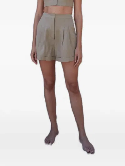 Le Kasha Cesare Pleated Linen Shorts In Grau