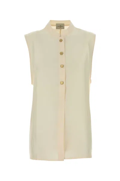 Le Kasha Sleevless Shirt With Side Openings In Neutral