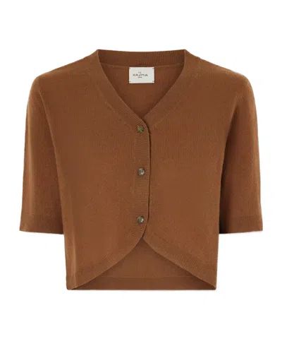 Le Kasha Fano Cropped Cashmere Cardigan In Brown