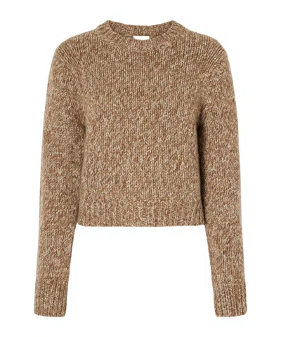 Le Kasha Cropped Knit Sweater In Brown