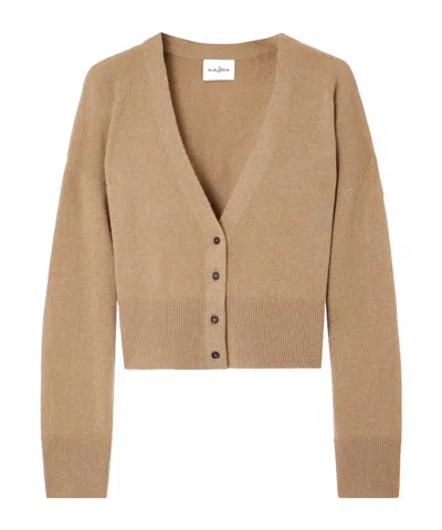 Le Kasha Cropped Organic Cashmere Cardigan In Neutral