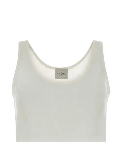 Le Kasha Linen Crop Top Scoop Neckline Sleeveless In White