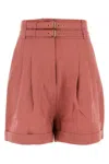 Le Kasha Dark Pink Linen Aqiva Shorts In Burgundy