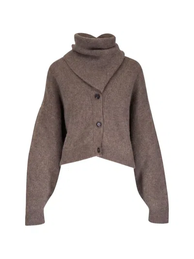 Le Kasha Derios Button-up Rib-knit Cardigan In Brown