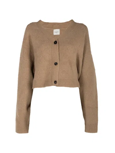 Le Kasha Derios Ribbed-knit V-neck Cardigan In Neutrals