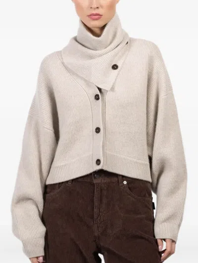 Le Kasha Cashmere Detachable-scarf Derios Cardigan In Neutral