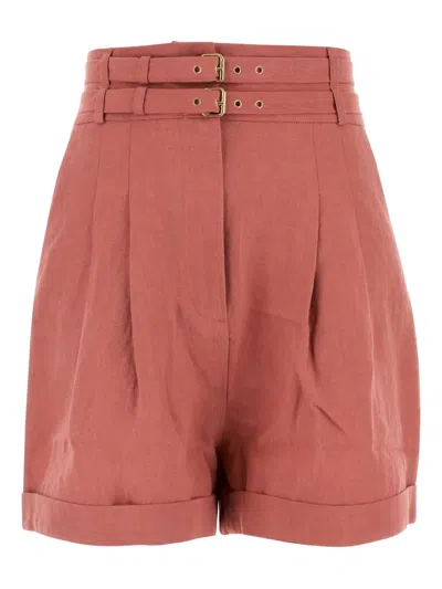 LE KASHA DOUBLE-BUCKLE LINEN SHORTS