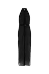 Le Kasha Black Linen Dress In Black